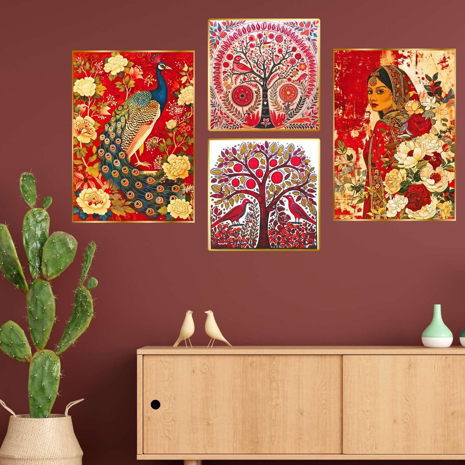 Set of Four Wall Paintings for Wall Dacoration Golden Framed Wall Paintings for Living Room & Bedroom Wall Art for Home Decoration & Office Wall Décor (13×10 inch CH-GD4-10)