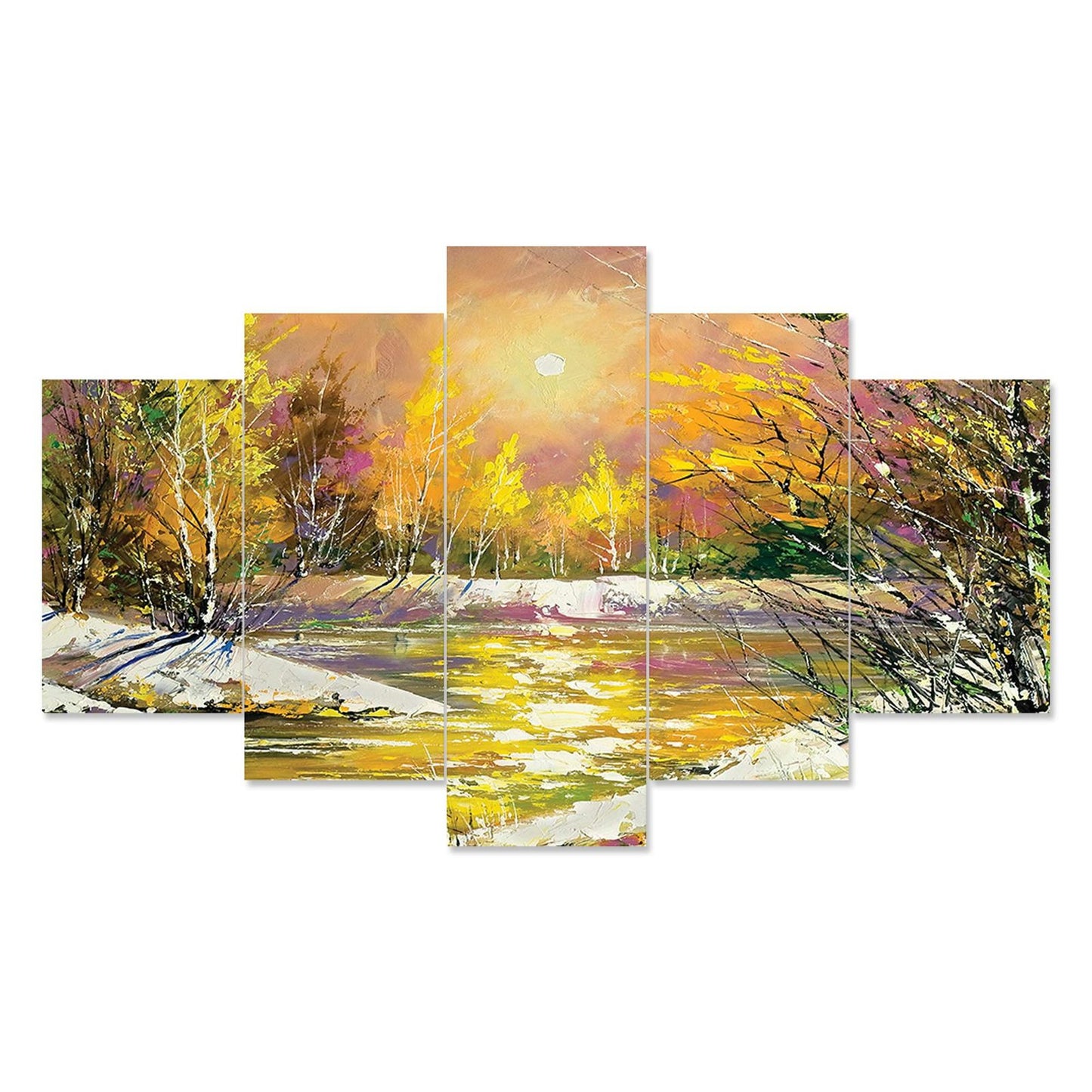 Modern Art Set of Five 3D Framed Paintings for Wall Decoration – Ideal for Home, Living Room, and Bedroom (125 x 60 CM)