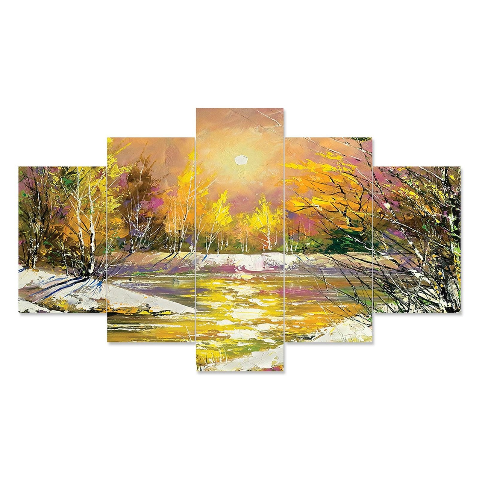 Modern Art Set of Five 3D Framed Paintings for Wall Decoration – Ideal for Home, Living Room, and Bedroom (125 x 60 CM)