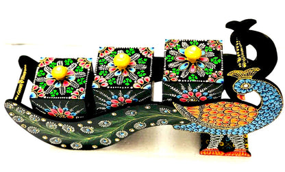 Handcrafted Wooden Peacock Sculpture: Exquisite Decor Accent