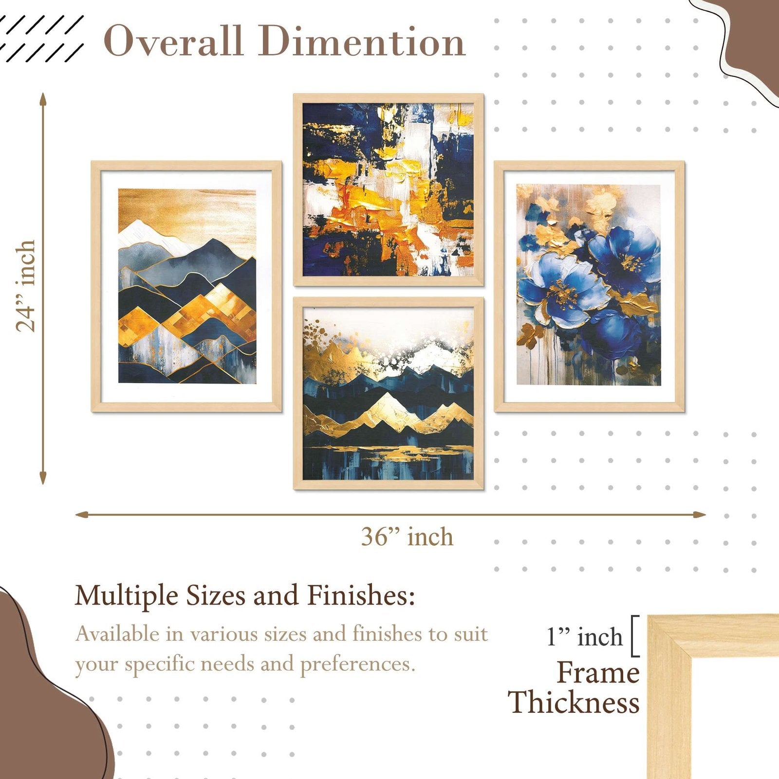 SET OF 4 DIGITAL WALL PAINTING