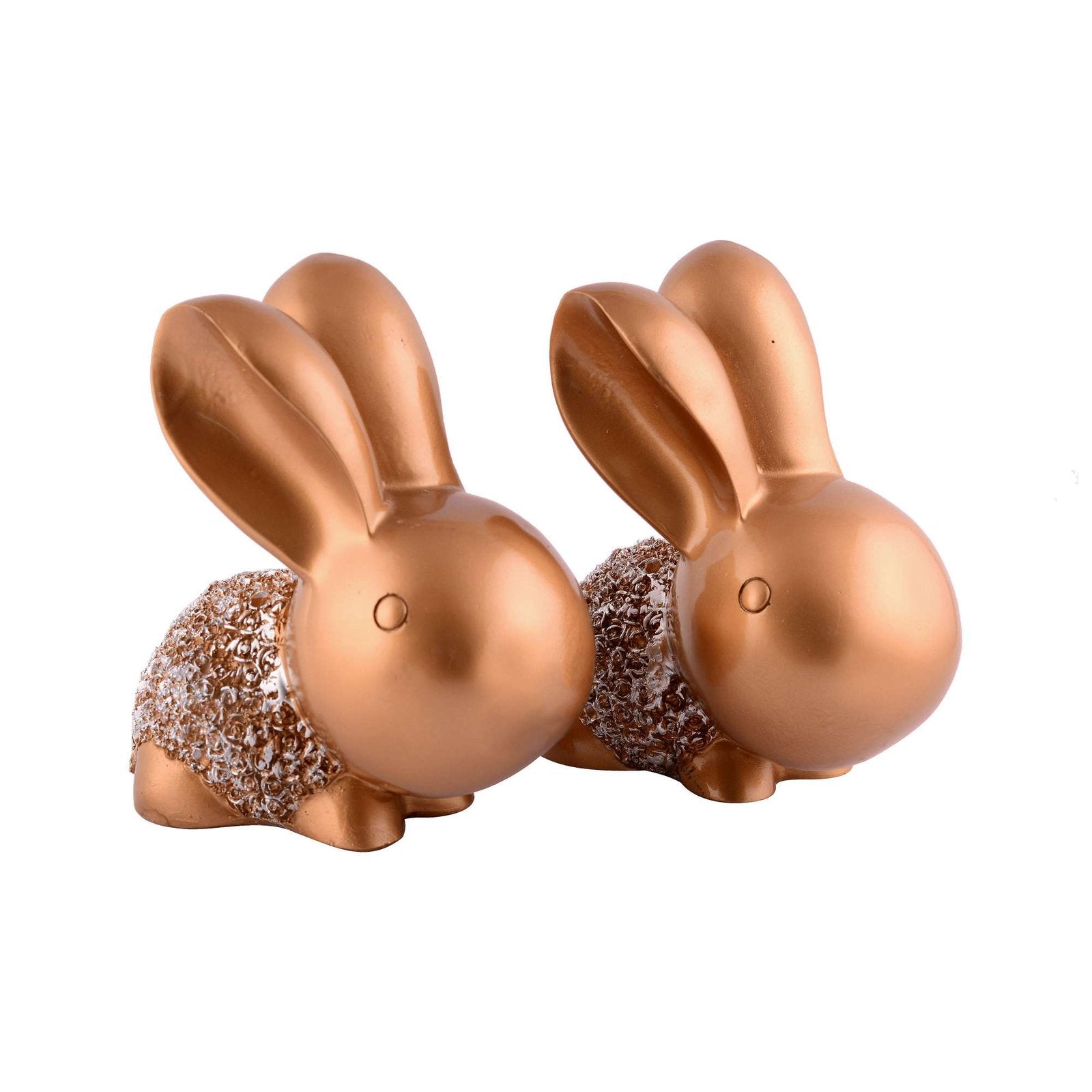 Rabbit Cute Pair Statue for Home Decor Showpiece | Kids Room Decorative Showpiece (Copper)