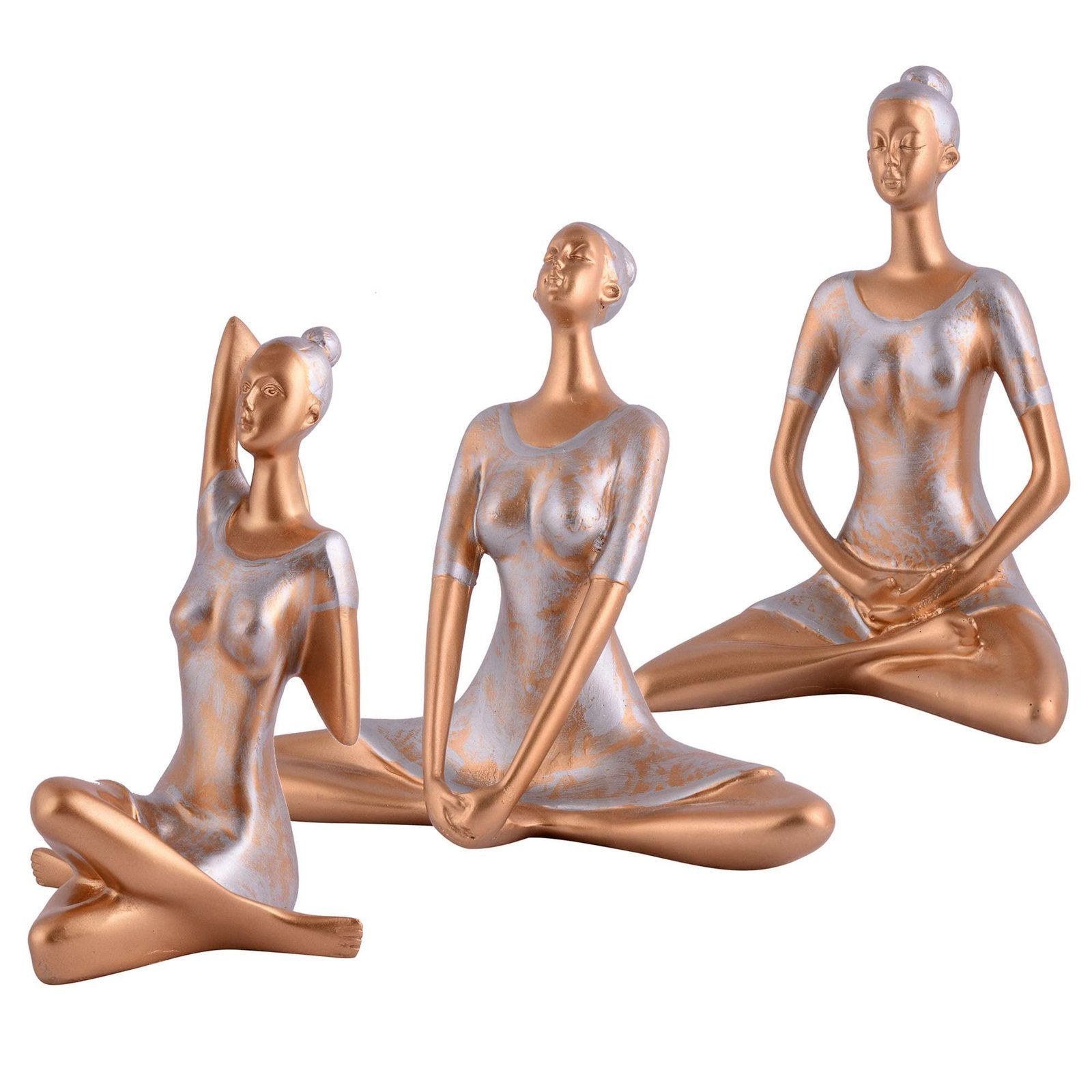 Suitable for home decor Yoga Posture Lady Statue Idol for Home Yoga Statue admirable piece of gift (golden)