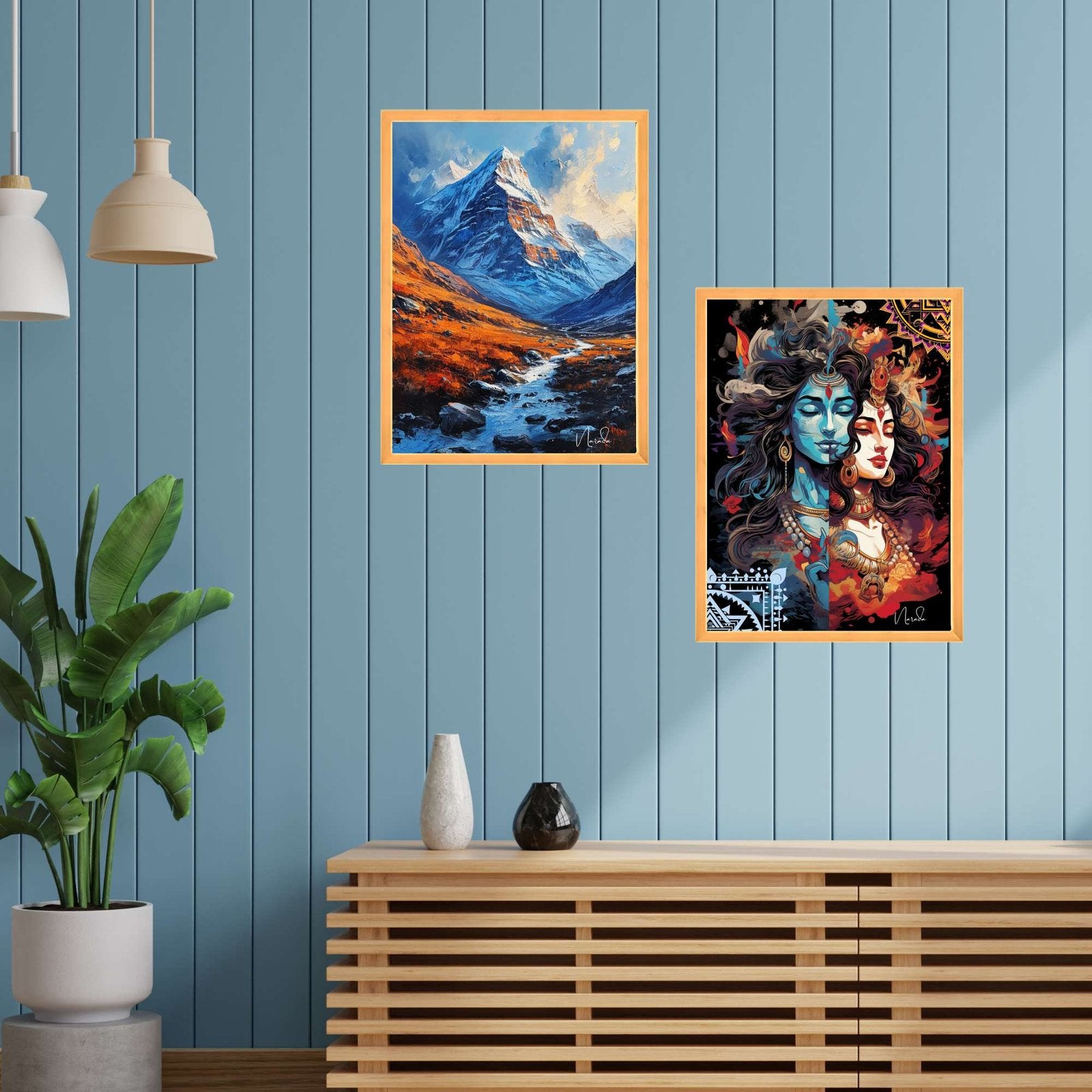 Set of Two Wall Paintings for Wall Dacoration Golden Framed Wall Paintings for Living Room & Bedroom Wall Art for Home Decoration & Office Wall Décor (14×11 inch CH-GD2-21)