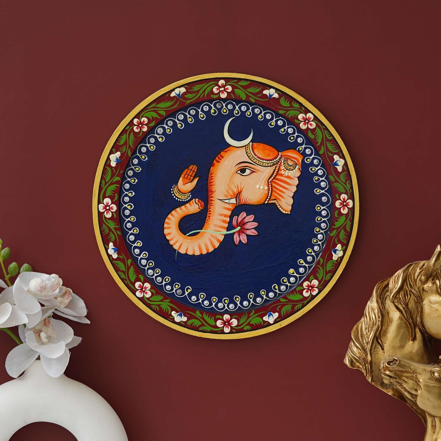 Hand-Painted Ganesha Pichwai Wall Plate