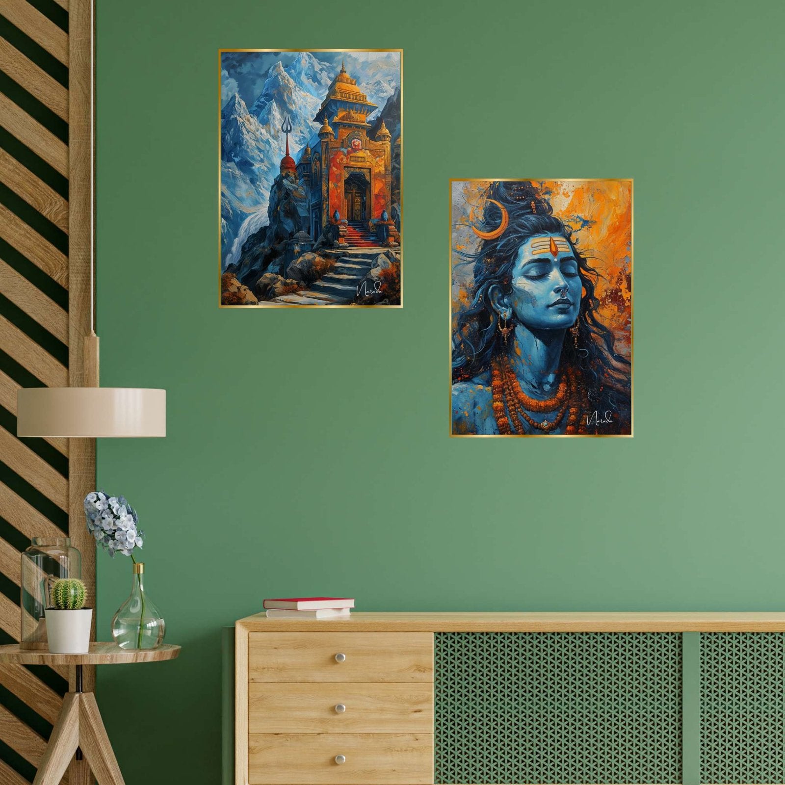 Set of Two Wall Paintings for Wall Dacoration Golden Framed Wall Paintings for Living Room & Bedroom Wall Art for Home Decoration & Office Wall Décor (14×11 inch CH-GD2-7)