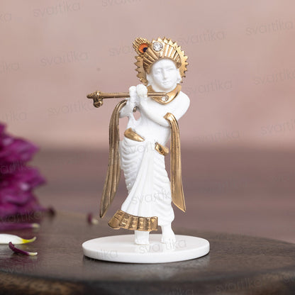 Svastika Krishna Idol for Car Dashboard Gold Plated (2.5 Inch)
