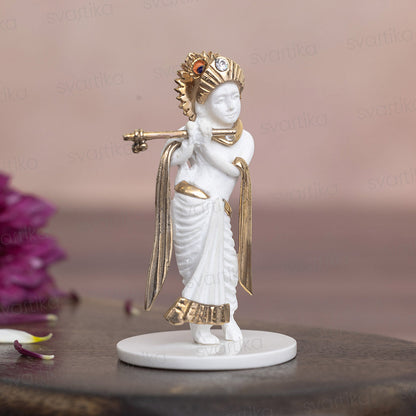 Svastika Krishna Idol for Car Dashboard Gold Plated (2.5 Inch)