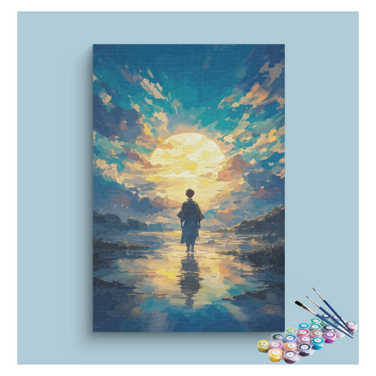 Sunset Reflection Silhouette Paint by Numbers Kit