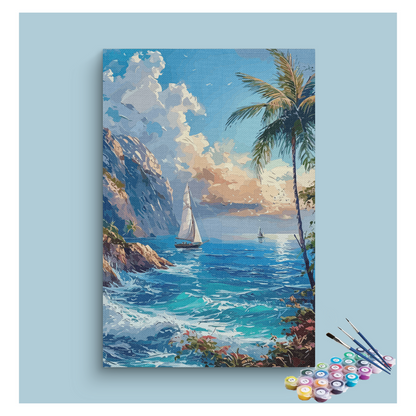 Tropical Sailboat Adventure Paint by Numbers Kit