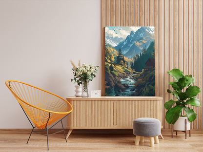 Mountain Stream Cabin Paint by Numbers Kit