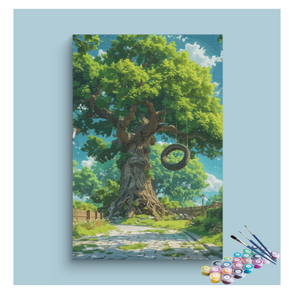 Majestic Old Tree with Tire Swing Paint by Numbers Kit