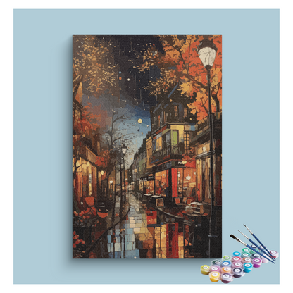 Autumn Night Street Paint by Numbers Kit