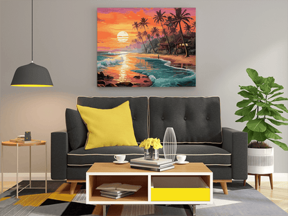 Tropical Sunset Paradise Landscape Paint by Numbers Kit