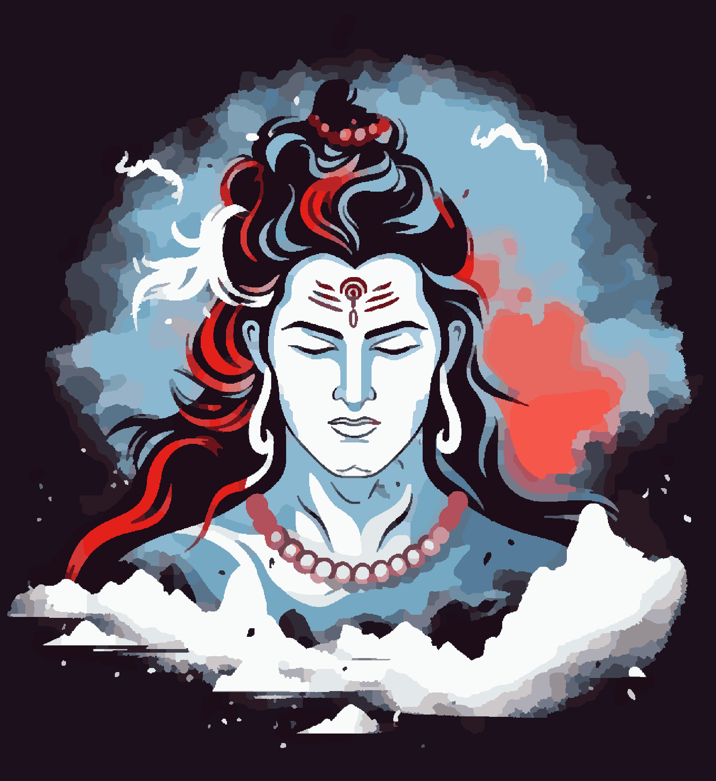 Lord Shiva Light Blue Red Effect