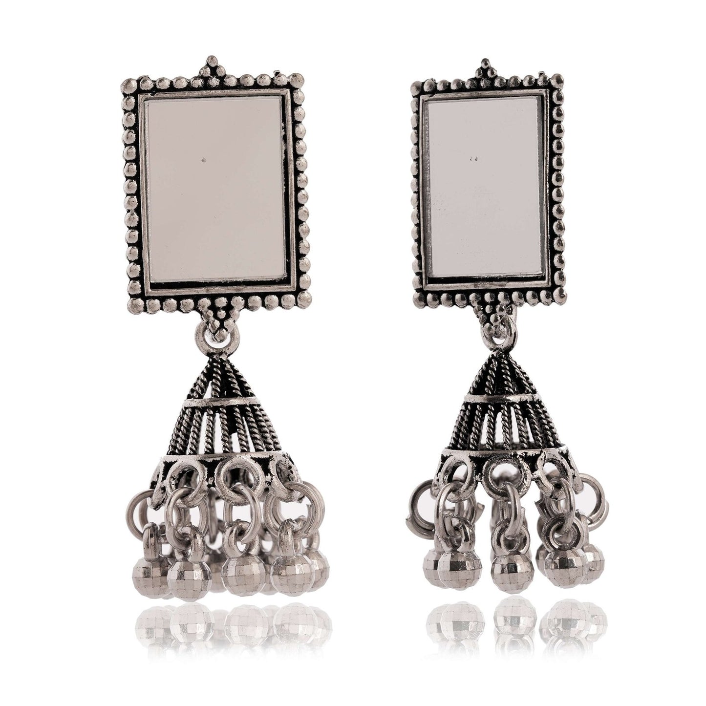 Women Traditional Silver AZ838-OXidised Jhumka Set | German Silver Chand Baliyan & Jhumkas Earrings for Women | Birthday & Anniversary Gift -AZ838-OX-ER46