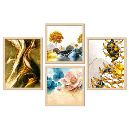 SET OF 4 DIGITAL WALL PAINTING