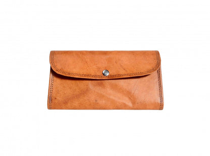 Craftshades – 8 Inch Handcrafted Unique Clutch Tan Color Leather Bag for Women | 100% Genuine Leather