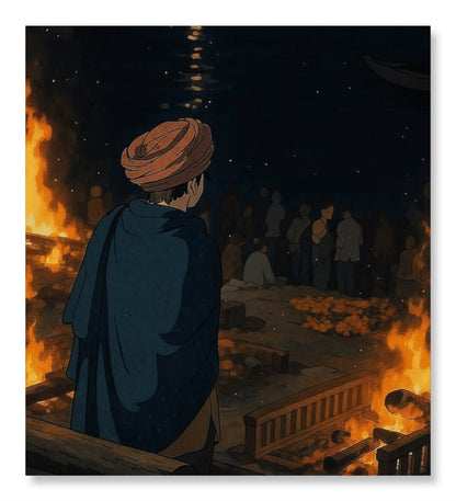 Silhouettes of Salvation - Ghibli Edition Varanasi Ghat