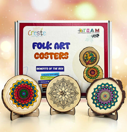 DIY Folk Art Mandala Coaster Making Kit | 5years+