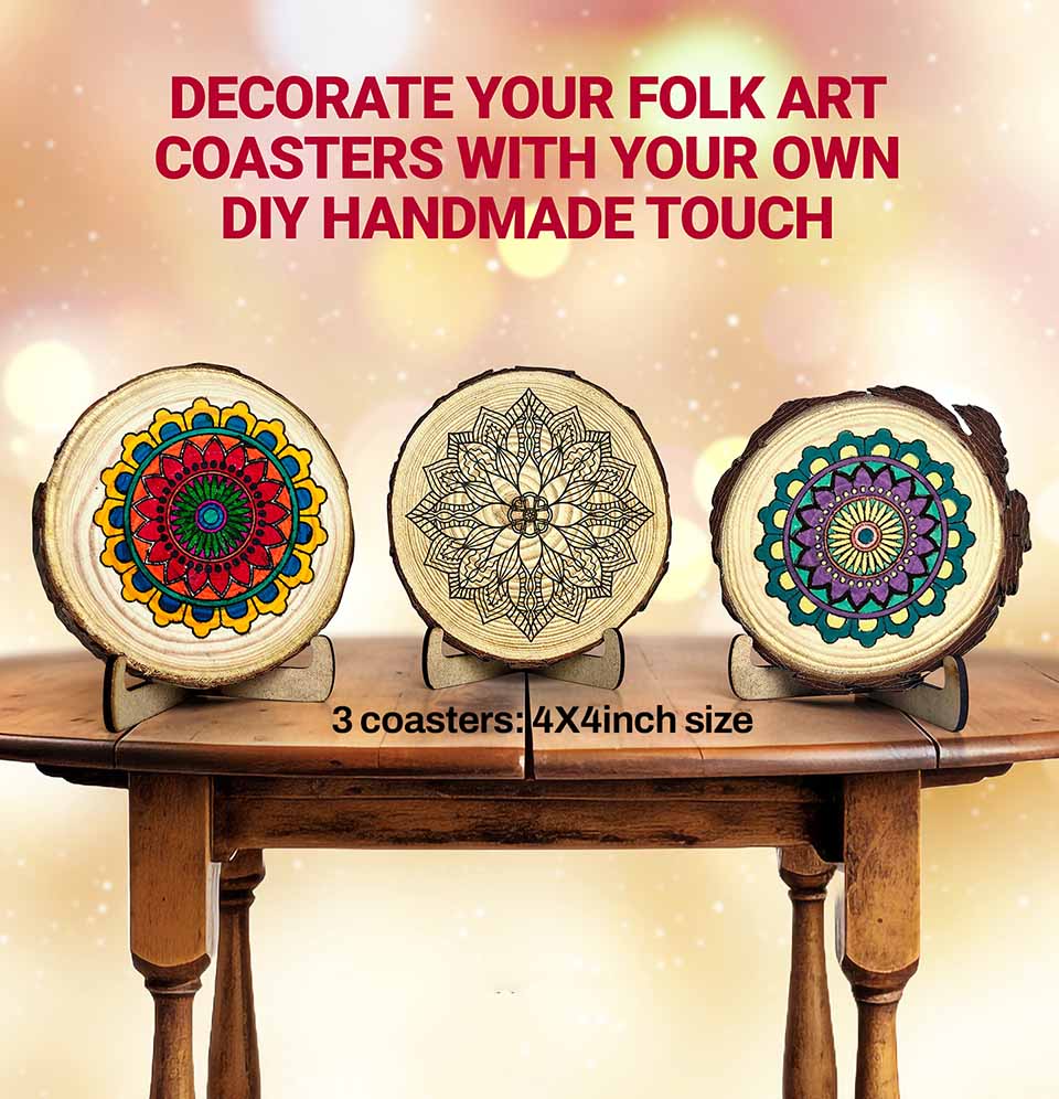 DIY Folk Art Mandala Coaster Making Kit | 5years+