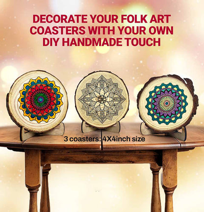 DIY Folk Art Mandala Coaster Making Kit | 5years+