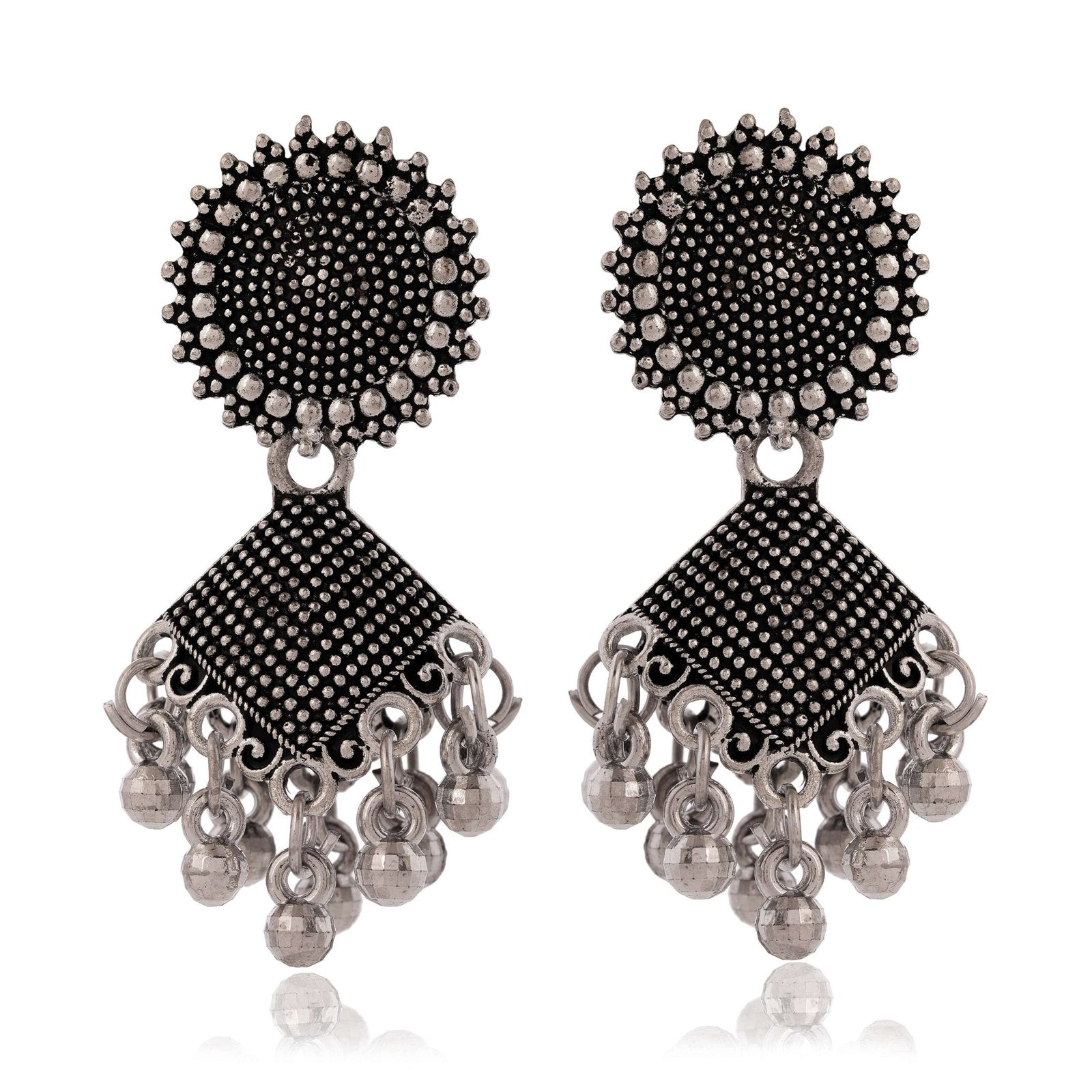 Women’s Dot Design Earrings, Indian Hoops, Mandala Hoops Chakra – Drop Dangles Earrings