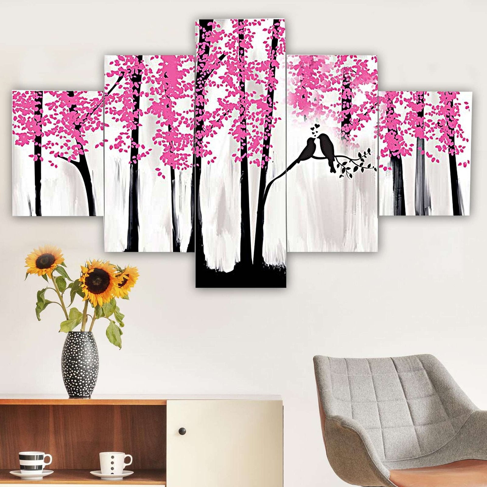Nature Set of Five 3D Framed Paintings for Wall Decoration – Ideal for Home, Living Room, and Bedroom (125 x 60 CM)