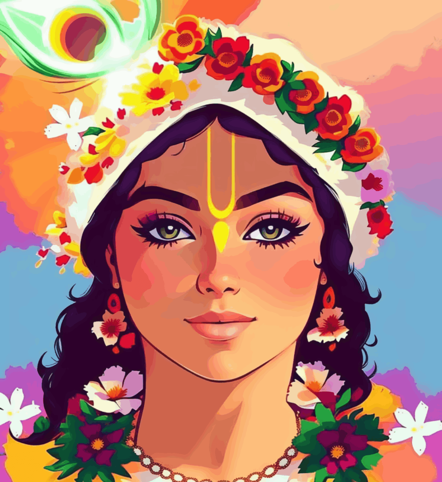 Colorful Krishna Portrait - Janmasthami