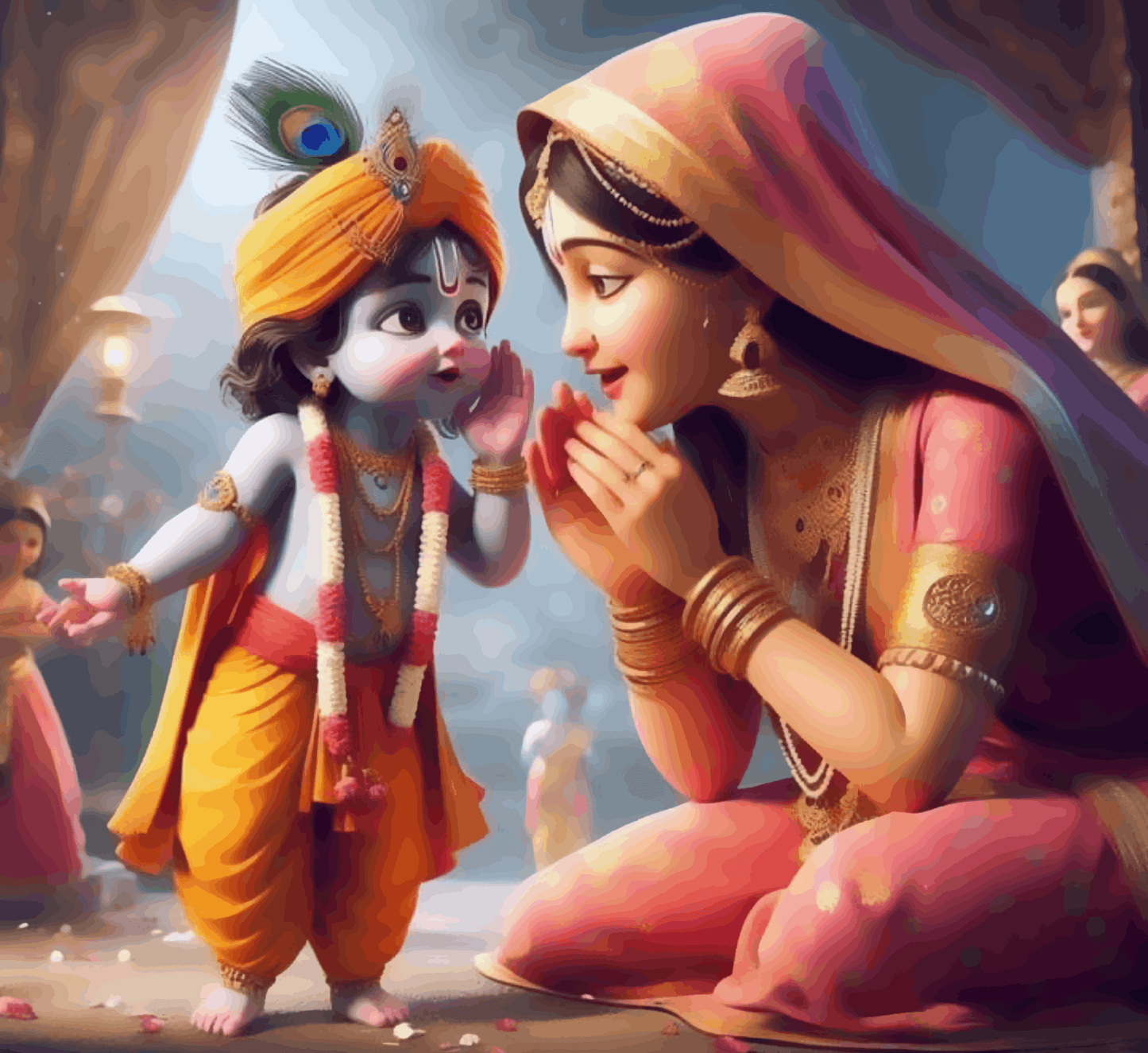Little Krishna with Yashoda Maiya - Janmasthami