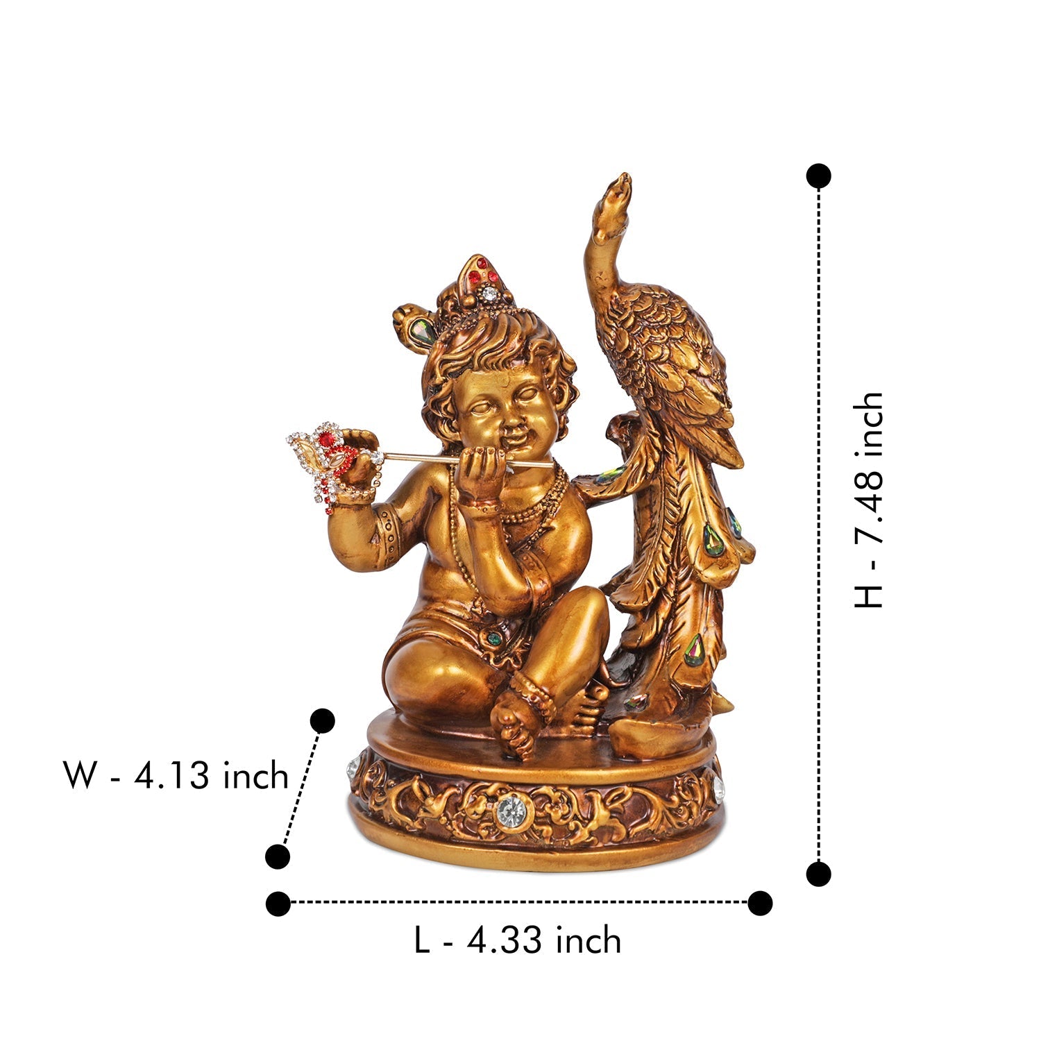 Artarium Seated Baby Krishna with Peacock Idol