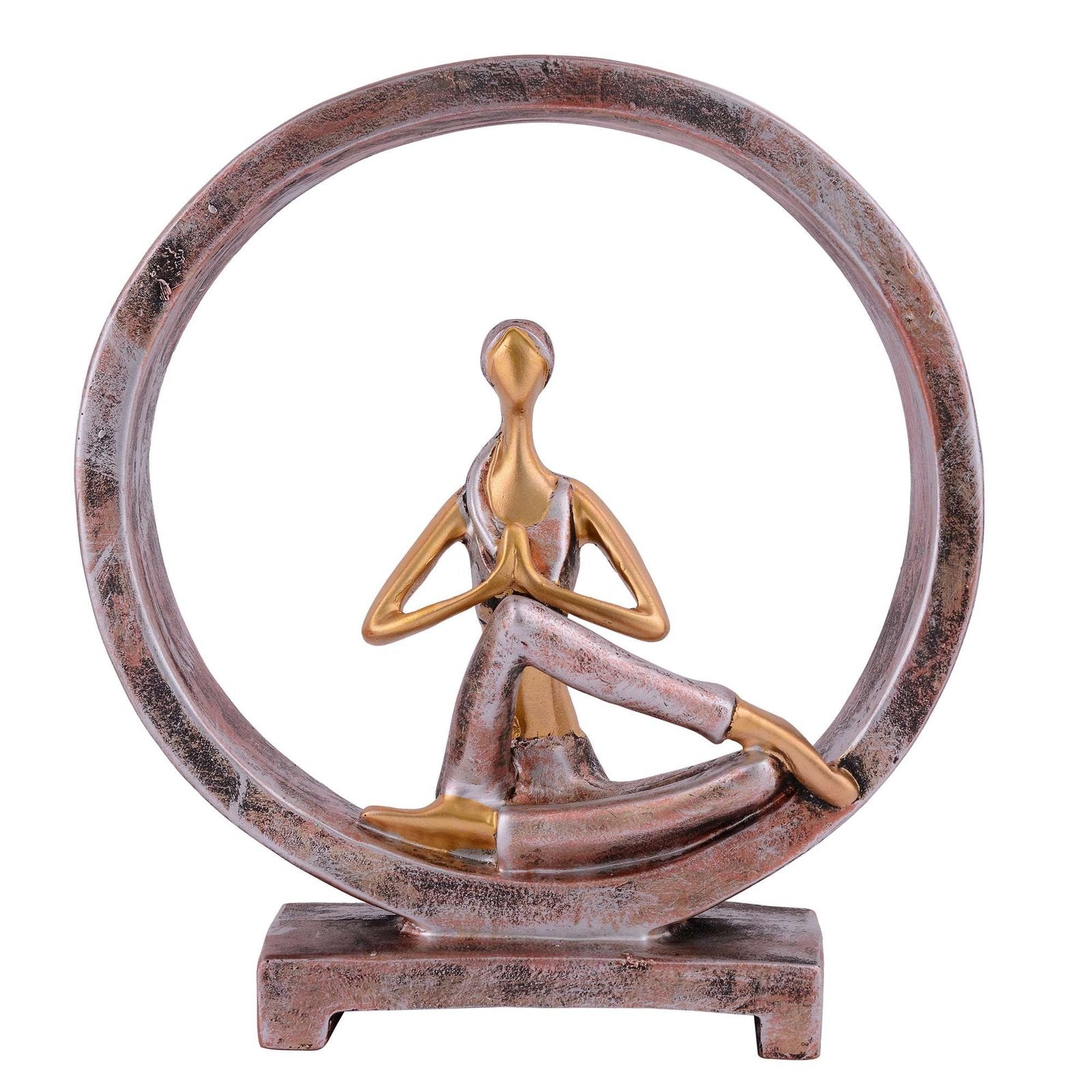 Suitable for home decor Yoga Posture Lady Statue Idol for Home Yoga Statue admirable piece of gift (golden)