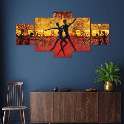 Modern Art Set of Five 3D Framed Paintings for Wall Decoration – Ideal for Home, Living Room, and Bedroom (125 x 60 CM)