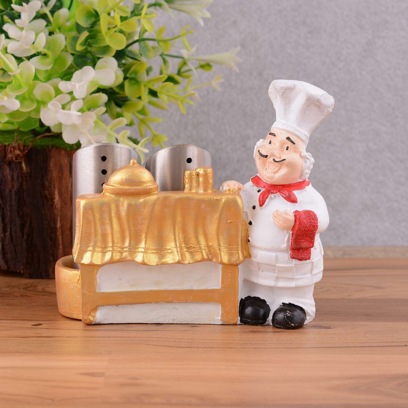 Resin Chef Figures Decorative Ornaments,Kitchen Decor,Cook Café Bar Statue, French Chef Figurines with Tray Message Board