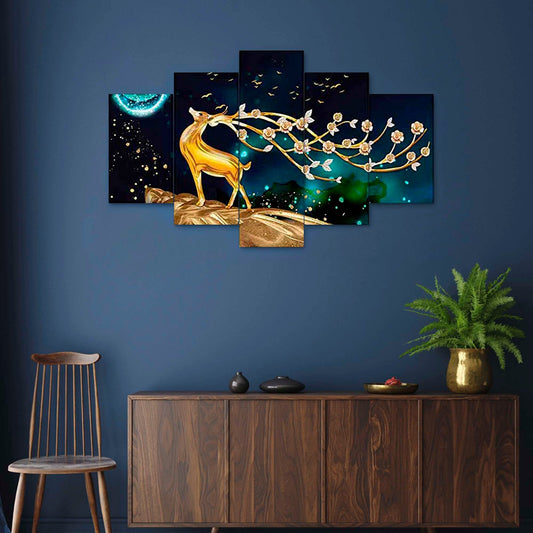 Nature Set of Five 3D Framed Paintings for Wall Decoration – Ideal for Home, Living Room, and Bedroom (75 x 43 CM)