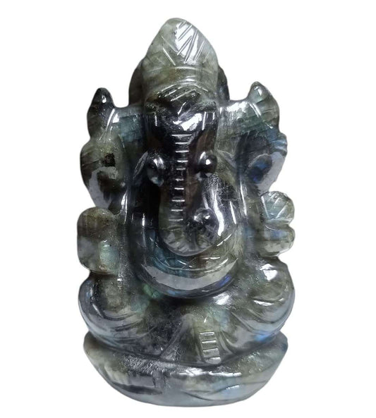 Crystal Ganesha Idol for Home Décor Peace and Serenity Happy Man for Good Luck, Wealth, Prosperity at Home,Office Ganesha Idol For Gift Item (Labradorite)
