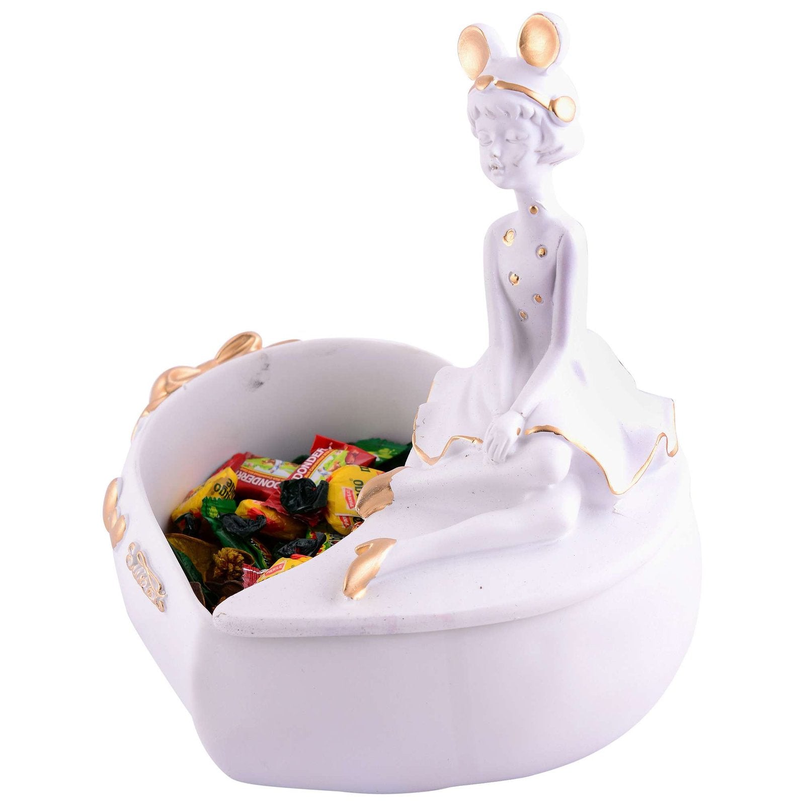 LADY with Basket Showpiece for Home Decor whiteShowpiece | Girl Basket Showpiece & Office Decor Showpiece