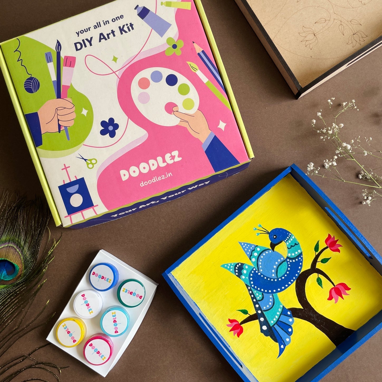 Madhubani Peacock Tray Kit