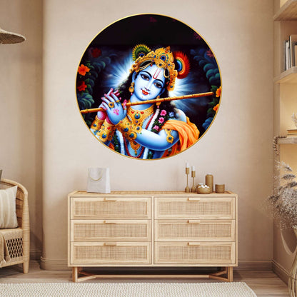Wall Painting for Wall Decoration with Frame Sparkle Glossy Round Golden Framed Large Painting Office, Living Room, Bedroom, Home Decoration