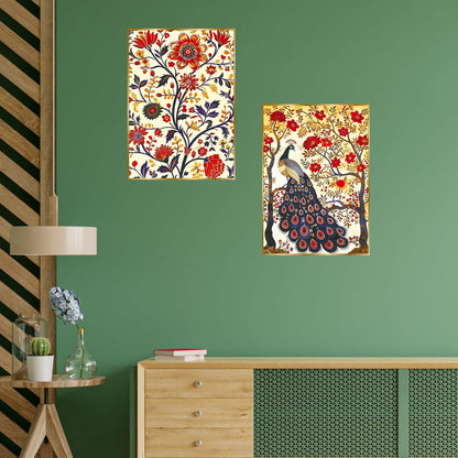 Set of Two Wall Paintings for Wall Dacoration Golden Framed Wall Paintings for Living Room & Bedroom Wall Art for Home Decoration & Office Wall Décor (14×11 inch CH-GD2-15)