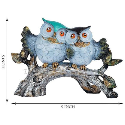 Owl Family Sitting on Tree Decorative Bird Showpieces Statue for Home Decor Living Room Bedroom Wall Shelf Table Top Garden Decoration Items -6