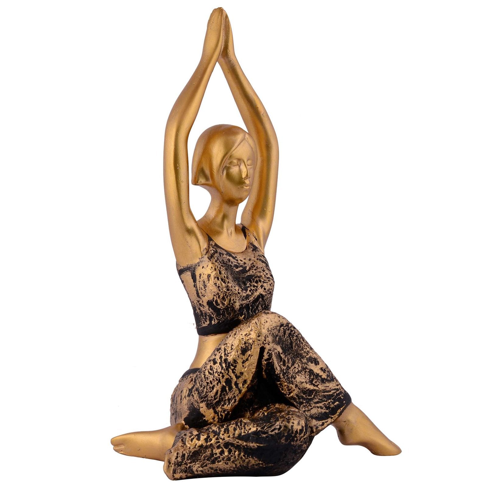 Suitable for home decor Yoga Posture Lady Statue Idol for Home Yoga Statue three pair admirable piece of gift (golden)