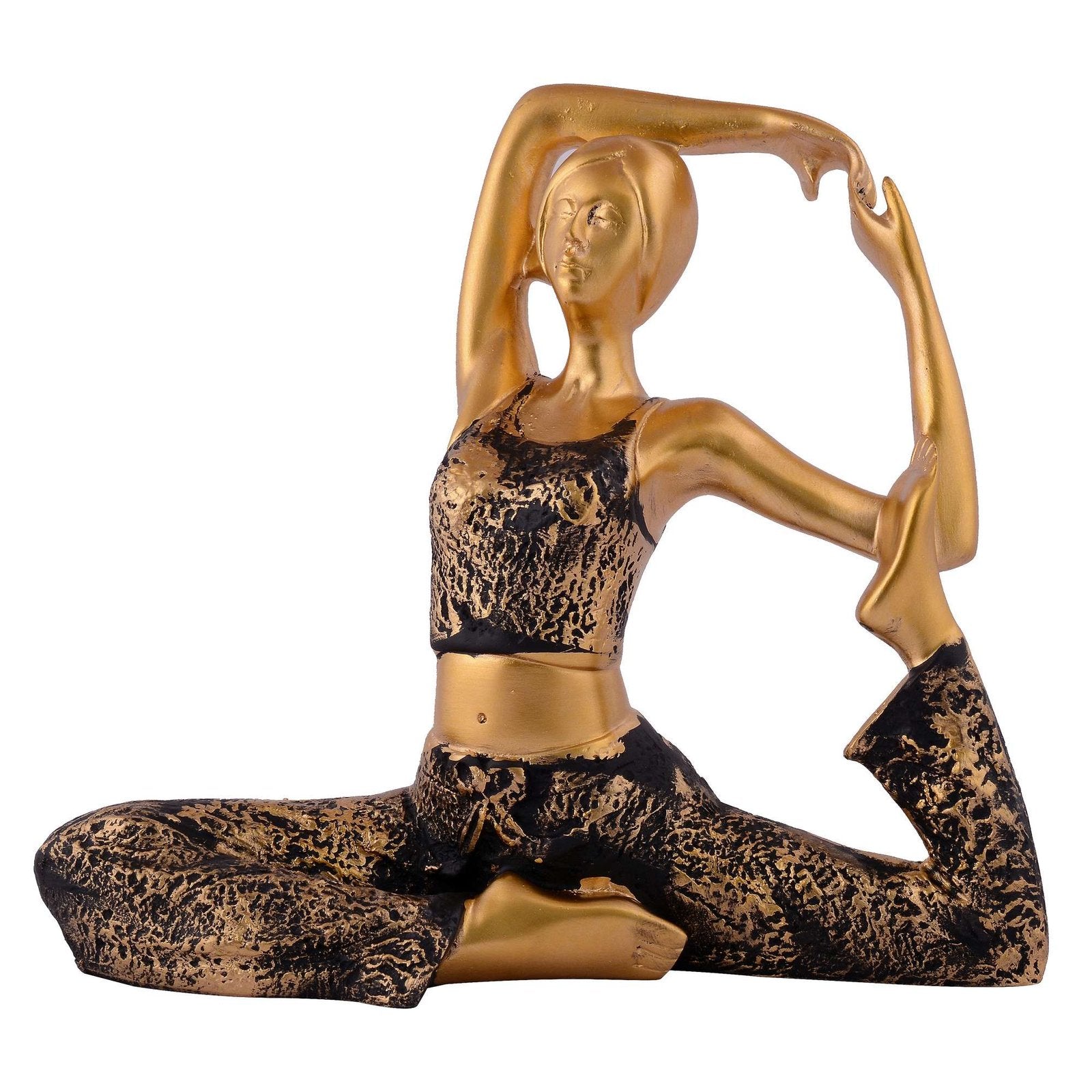 Suitable for home decor Yoga Posture Lady Statue Idol for Home Yoga Statue admirable piece of gift (golden)