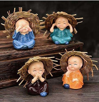 Handcrafted Set of 4 Baby Buddha Monk (Polyresin)