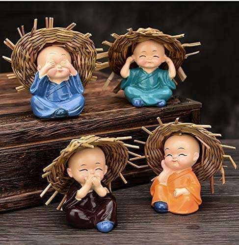 Handcrafted Set of 4 Baby Buddha Monk (Polyresin)