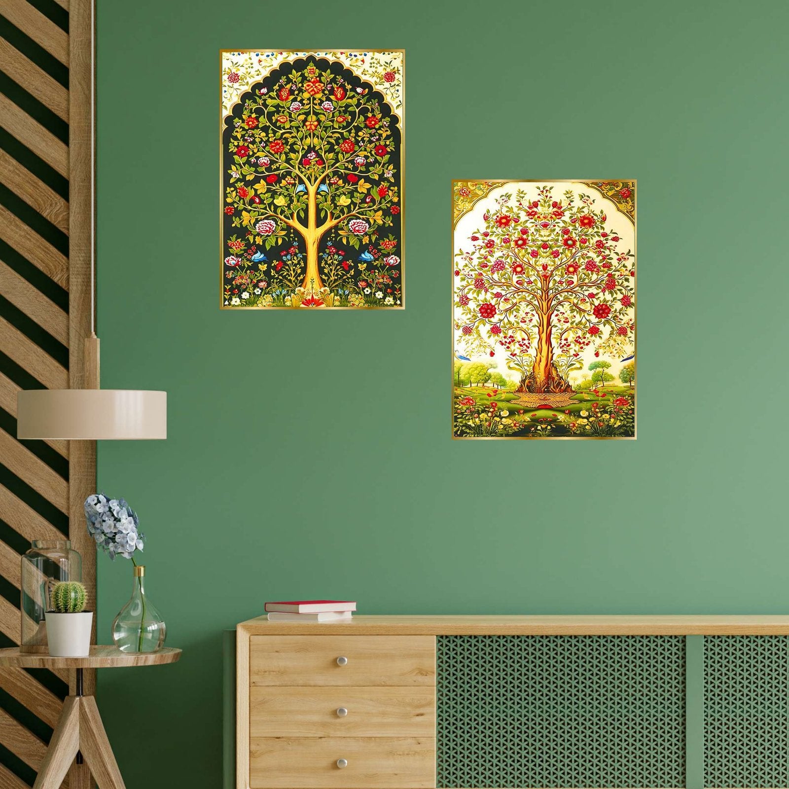 Set of Two Wall Paintings for Wall Dacoration Golden Framed Wall Paintings for Living Room & Bedroom Wall Art for Home Decoration & Office Wall Décor (14×11 inch CH-GD2-17)