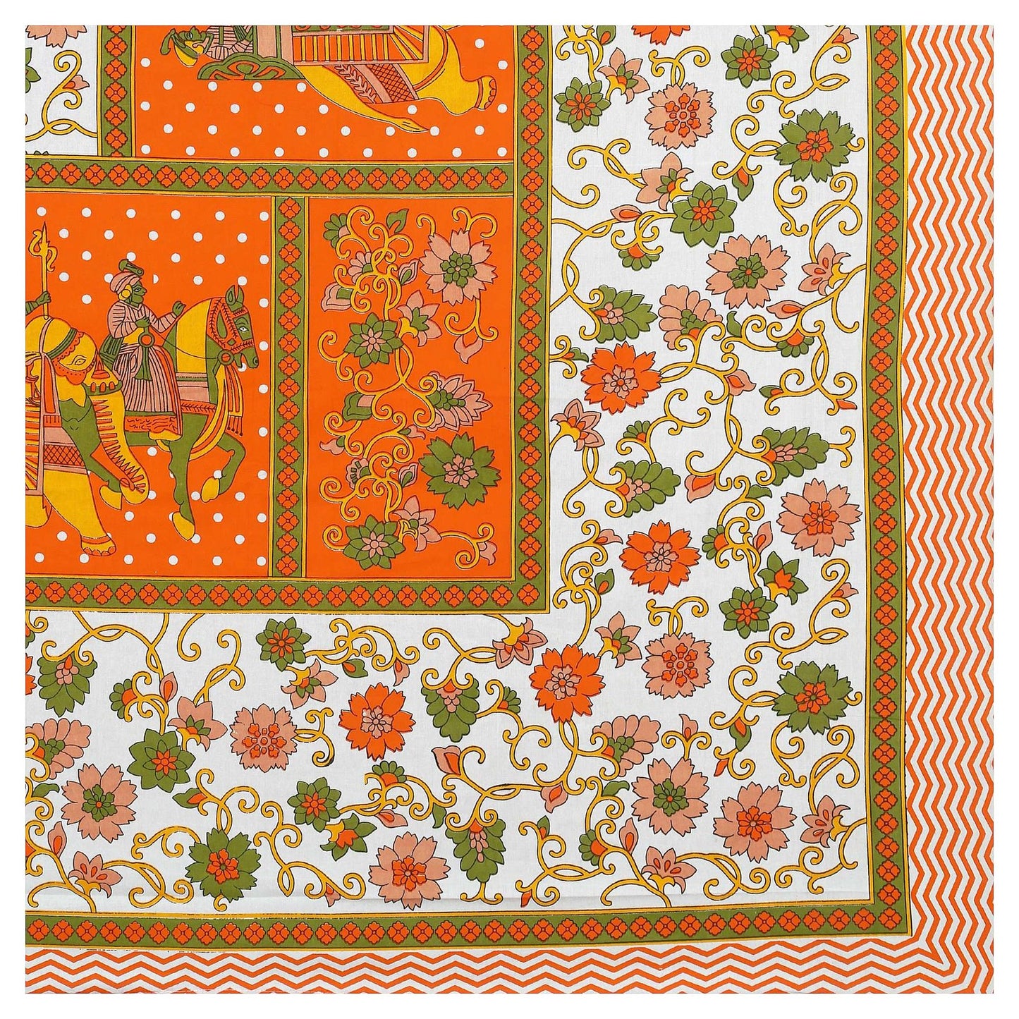 100% Pure Cotton Traditional Printed Bedsheet for Double Bed King Size Bedsheet with 2 Pillow Covers