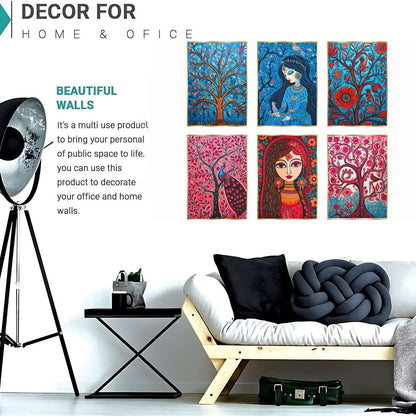 Set of Six Wall Paintings for Wall Dacoration Golden Framed Wall Paintings for Living Room & Bedroom Wall Art for Home Decoration & Office Wall Décor (17×13 inch CH-GD6-1)