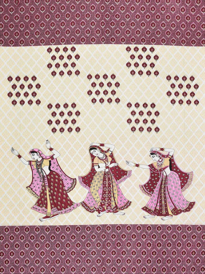 100% Pure Cotton Traditional Printed Bedsheet for Double Bed King Size Bedsheet with 2 Pillow Covers