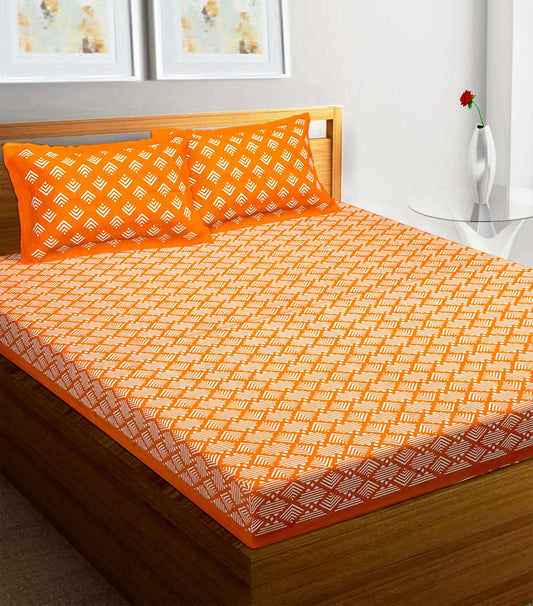 100% Pure Cotton Traditional Printed Bedsheet for Double Bed King Size Bedsheet with 2 Pillow Covers